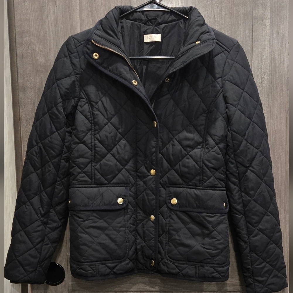 J. Crew Black Quilted Womens Jacket Coat